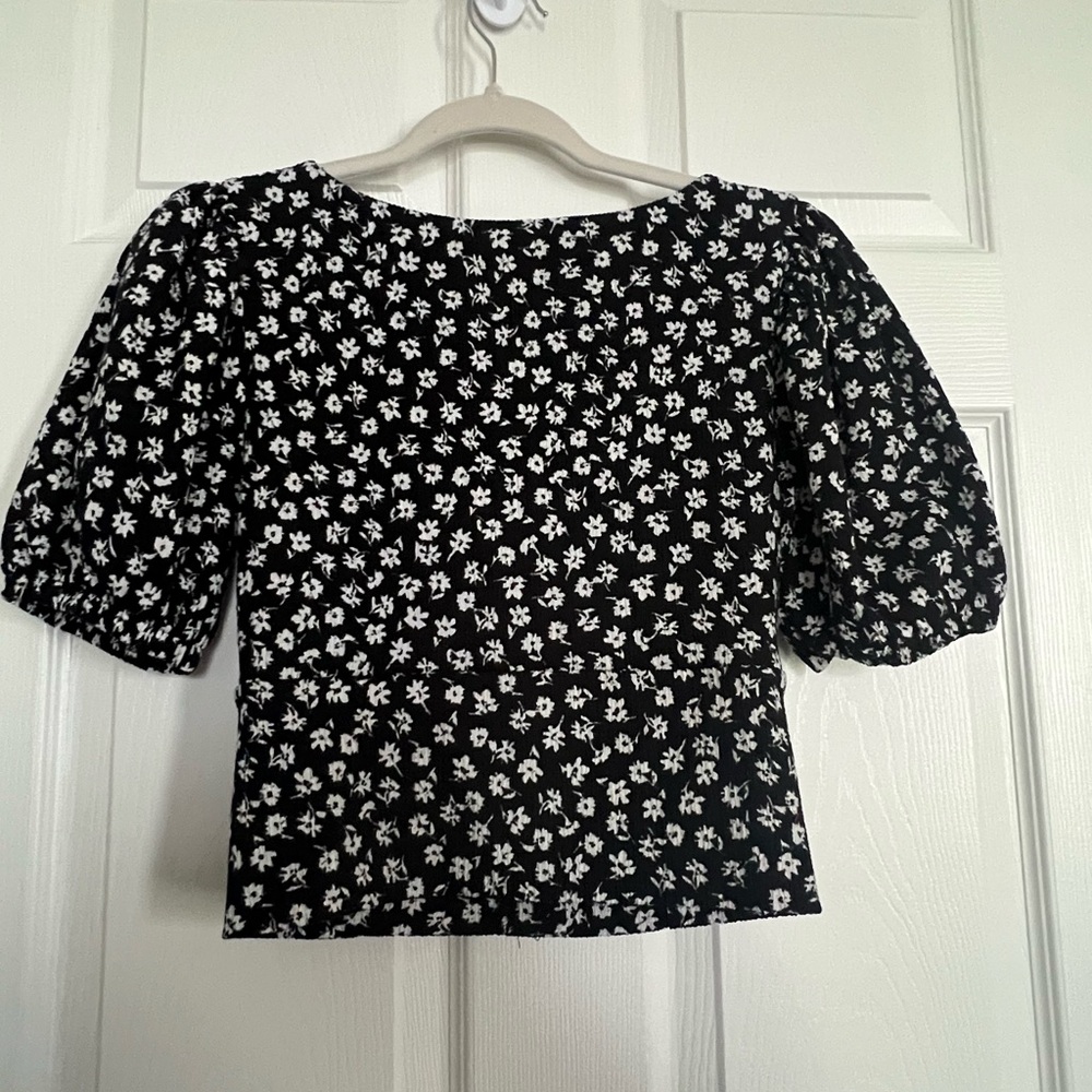 Free People Black and White Floral Crop Top - Picture 5 of 8